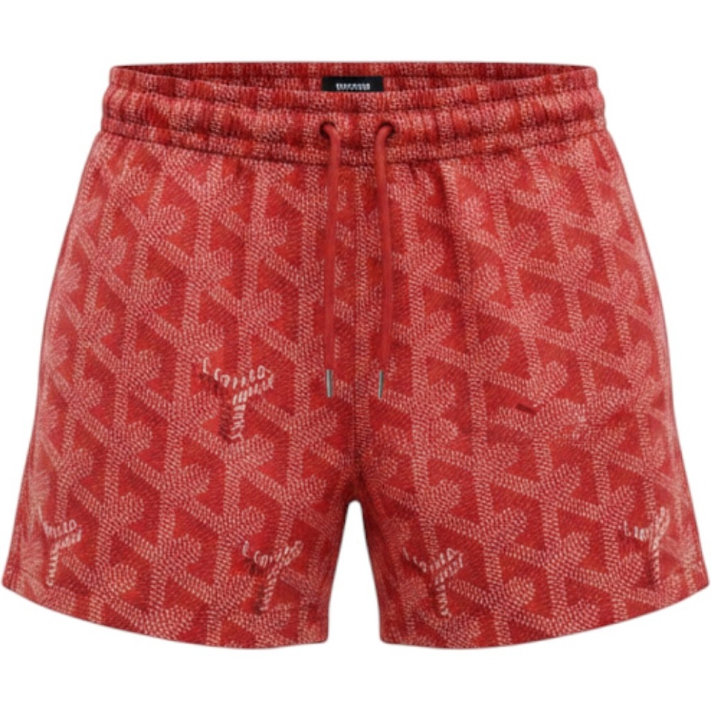 Temptations Mesh Basketball Shorts Red All Over Graphic Monogram Mens Small